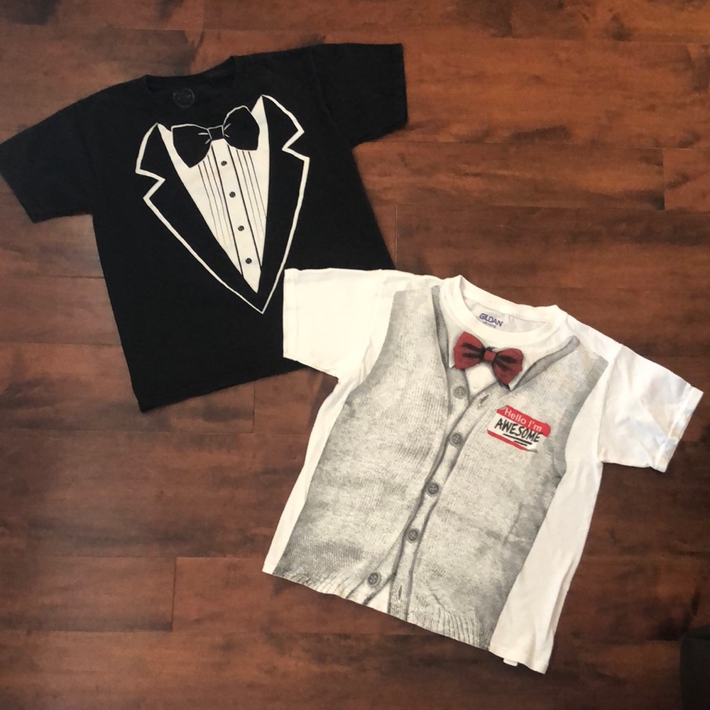 Boys snazzy tee shirt tuxedo style